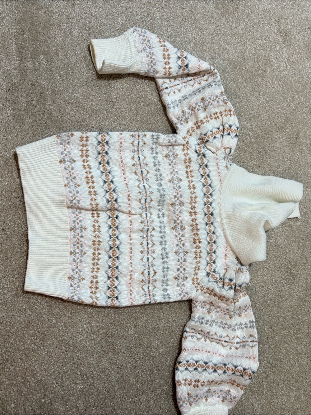 Janie and Jack Cream Fair Isle Turtleneck Sweater